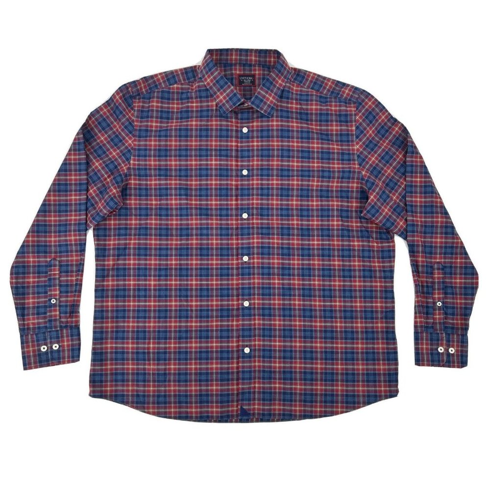 UNTUCKit Shirt Men's XXL Red Blue White Plaid Long Sleeve Button‎ Down Amaldo WF
